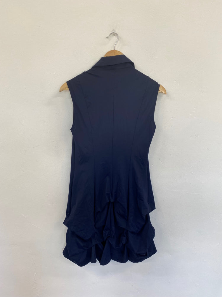 Fabulous Joseph Ribkoff Navy Artsy Asymmetric Gathered Mini Dress UK10 KM004