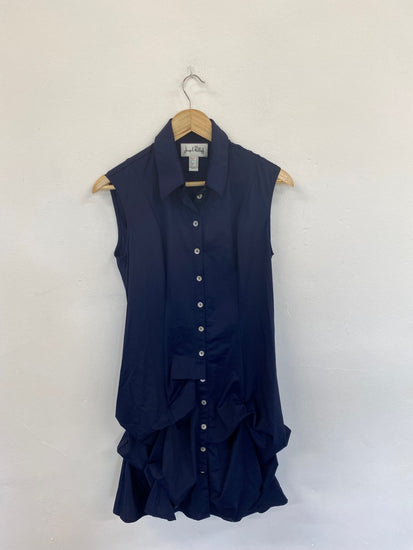 Fabulous Joseph Ribkoff Navy Artsy Asymmetric Gathered Mini Dress UK10 KM004