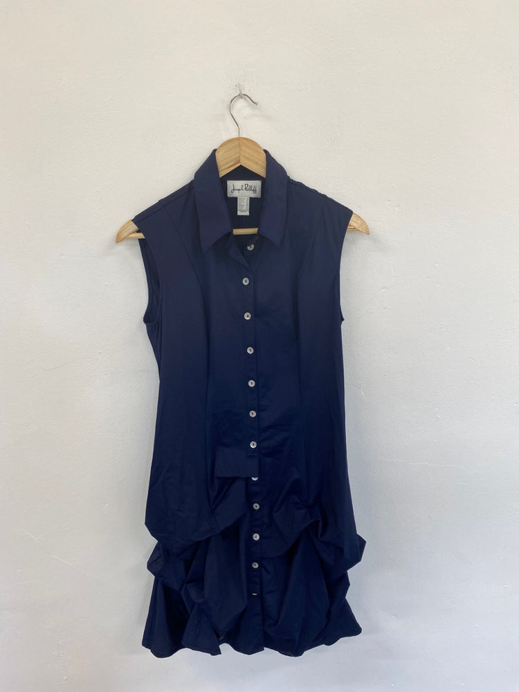 Fabulous Joseph Ribkoff Navy Artsy Asymmetric Gathered Mini Dress UK10 KM004