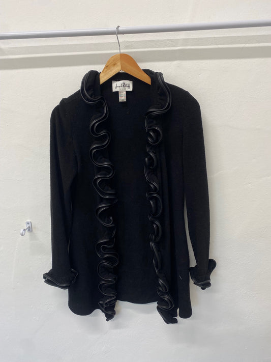 Fabulous Joseph Ribkoff Dress jacket UK 10 Black frill leather KM004
