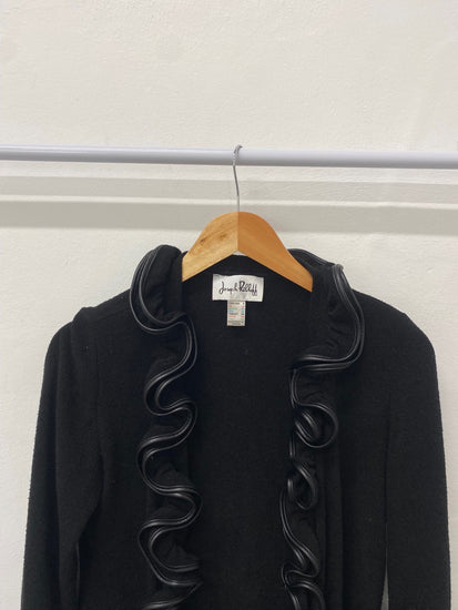 Fabulous Joseph Ribkoff Dress jacket UK 10 Black frill leather KM004