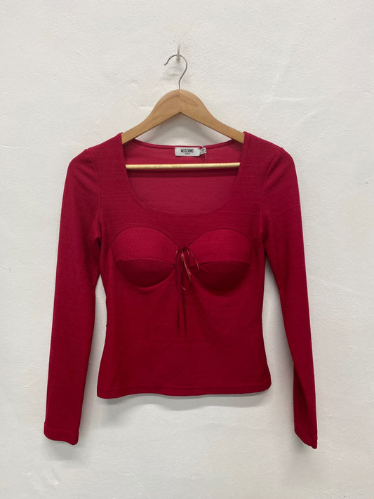 Fabulous Moschino Jeans Vintage Y2K Cherry Red Top UK12 BT001