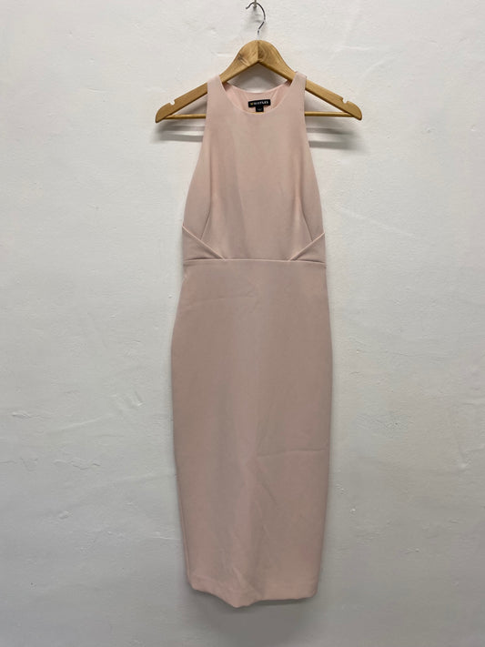 Fabulous Whistles rose occasion party midi Dress Uk8 Pink Sleeveless LG005