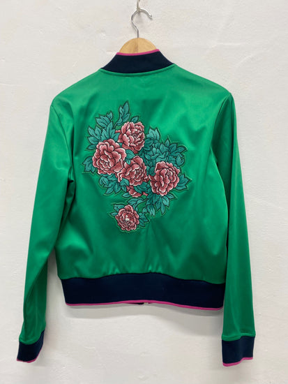 Fabulous Juicy Couture emerald Green black label Bomber Jacket UkM Green Floral LG005