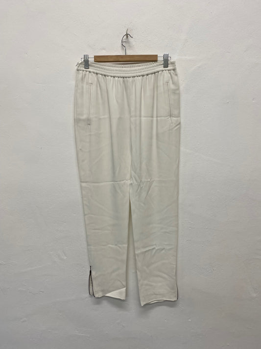 Fabulous Stella McCartney casual classic trousers UK12 Cream Ankle zip LG005