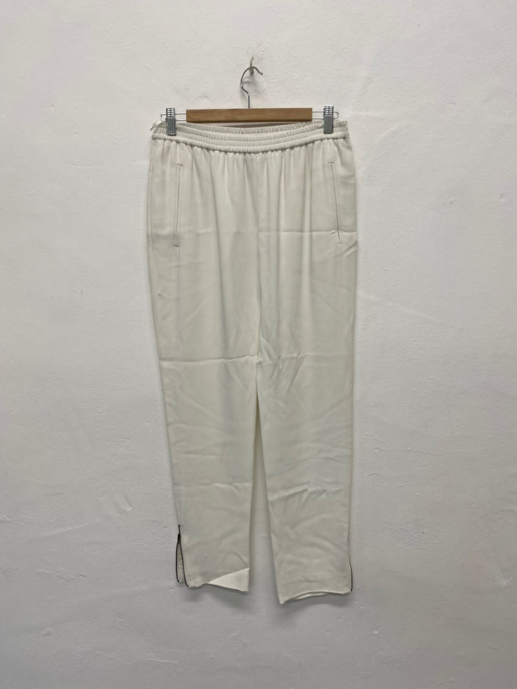 Fabulous Stella McCartney casual classic trousers  UK12 Cream Ankle zip LG005