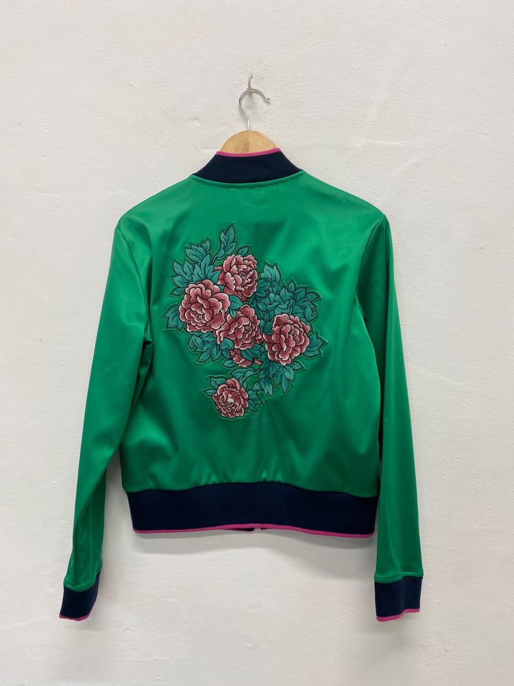 Fabulous Juicy Couture emerald Green black label Bomber Jacket UkM Green Floral LG005