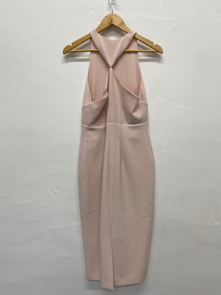 Fabulous Whistles rose occasion party midi Dress Uk8 Pink Sleeveless LG005