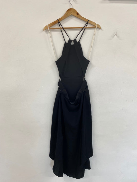 Fabulous Halston Heritage Black Cut-out Cocktail Dress UK10 LG005