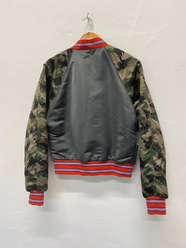 Fabulous Tomas Maier Bomber khaki flamingoes Jacket UK10 Grey & Camo LG005