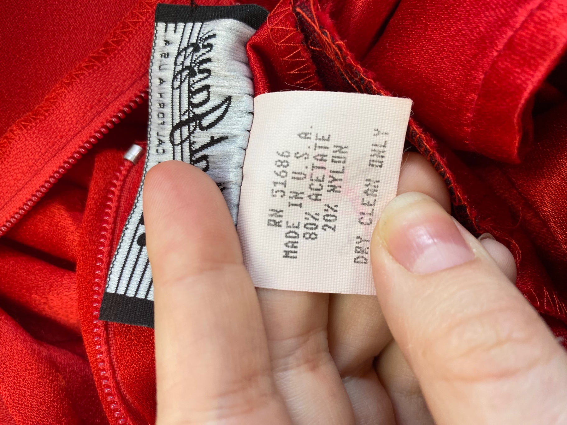 Fabulous All That Jazz Vintage Crimson Satin Midi Dress UK10 NM001