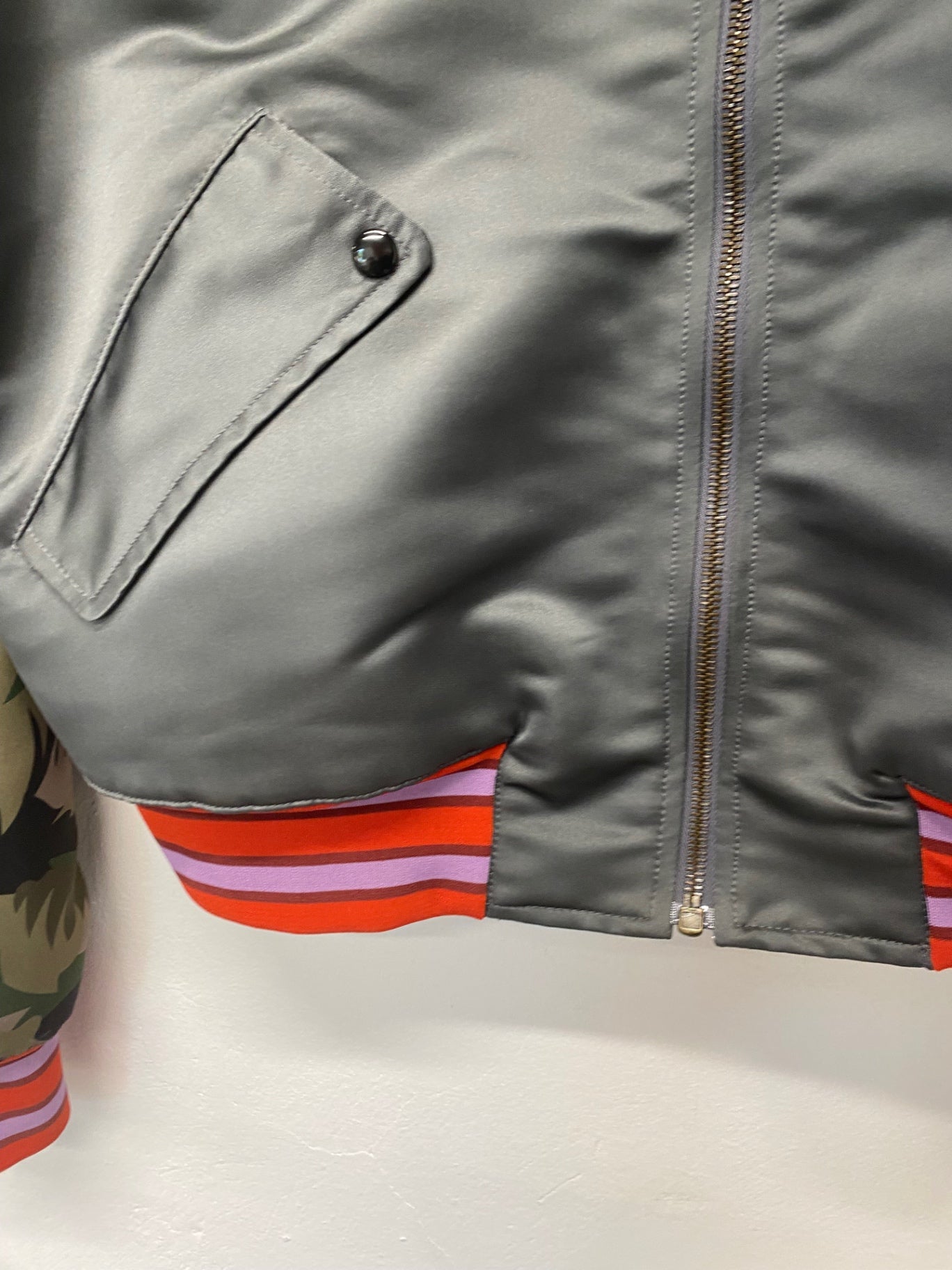 Fabulous Tomas Maier Bomber khaki flamingoes Jacket UK10 Grey & Camo LG005