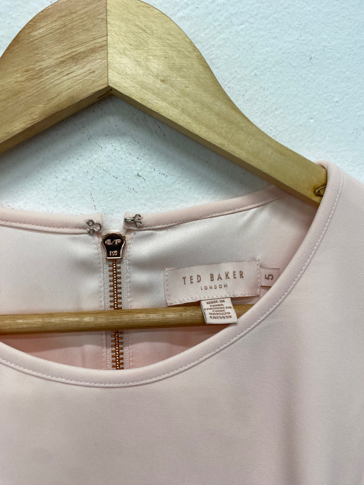 Fabulous Ted Baker Meline bow  Dress UK14 Pink Apricot LT272