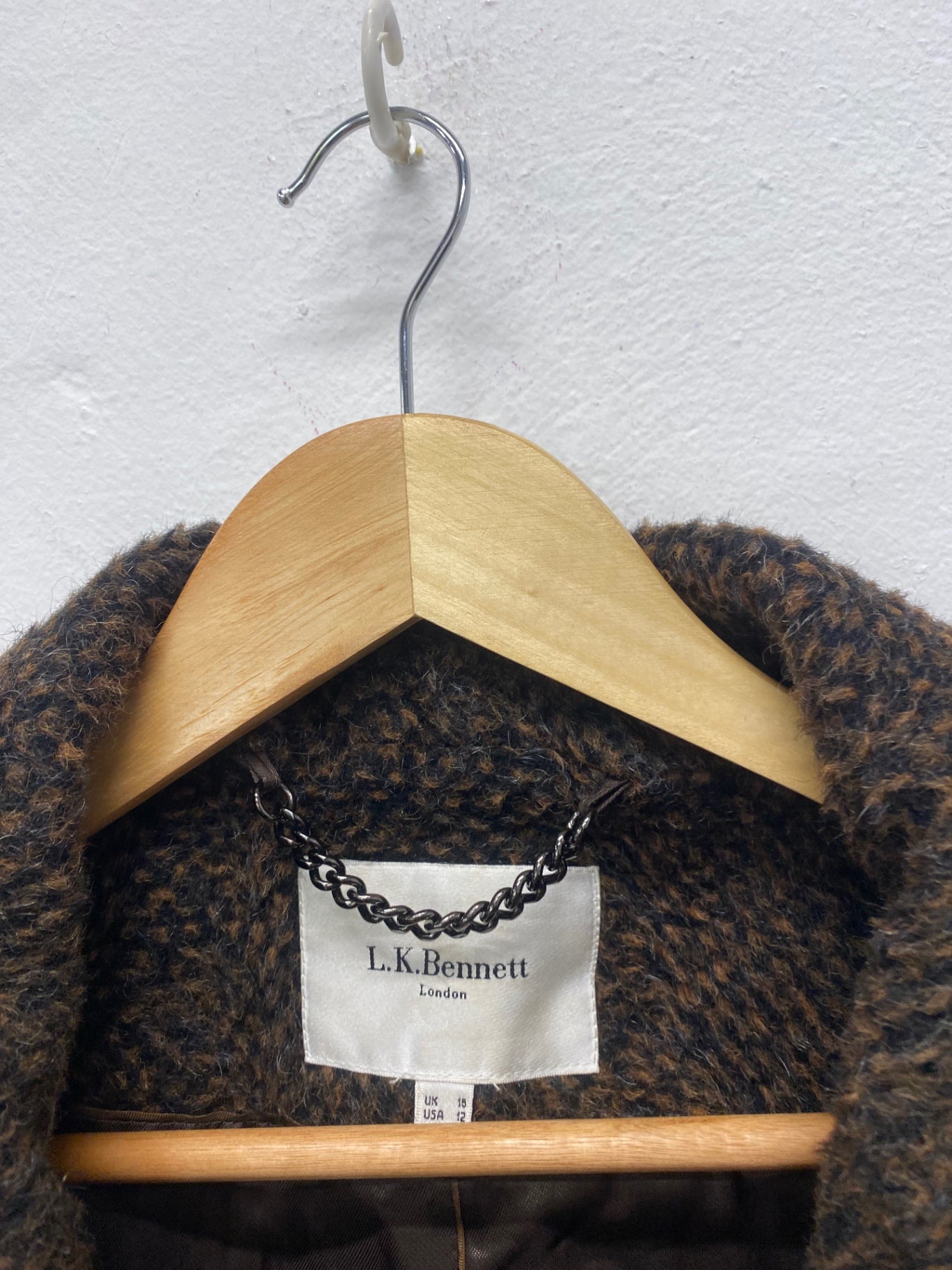 Fabulous L.K. Bennett alpaca mohair cosy Coat UK16 Brown Animal AH451