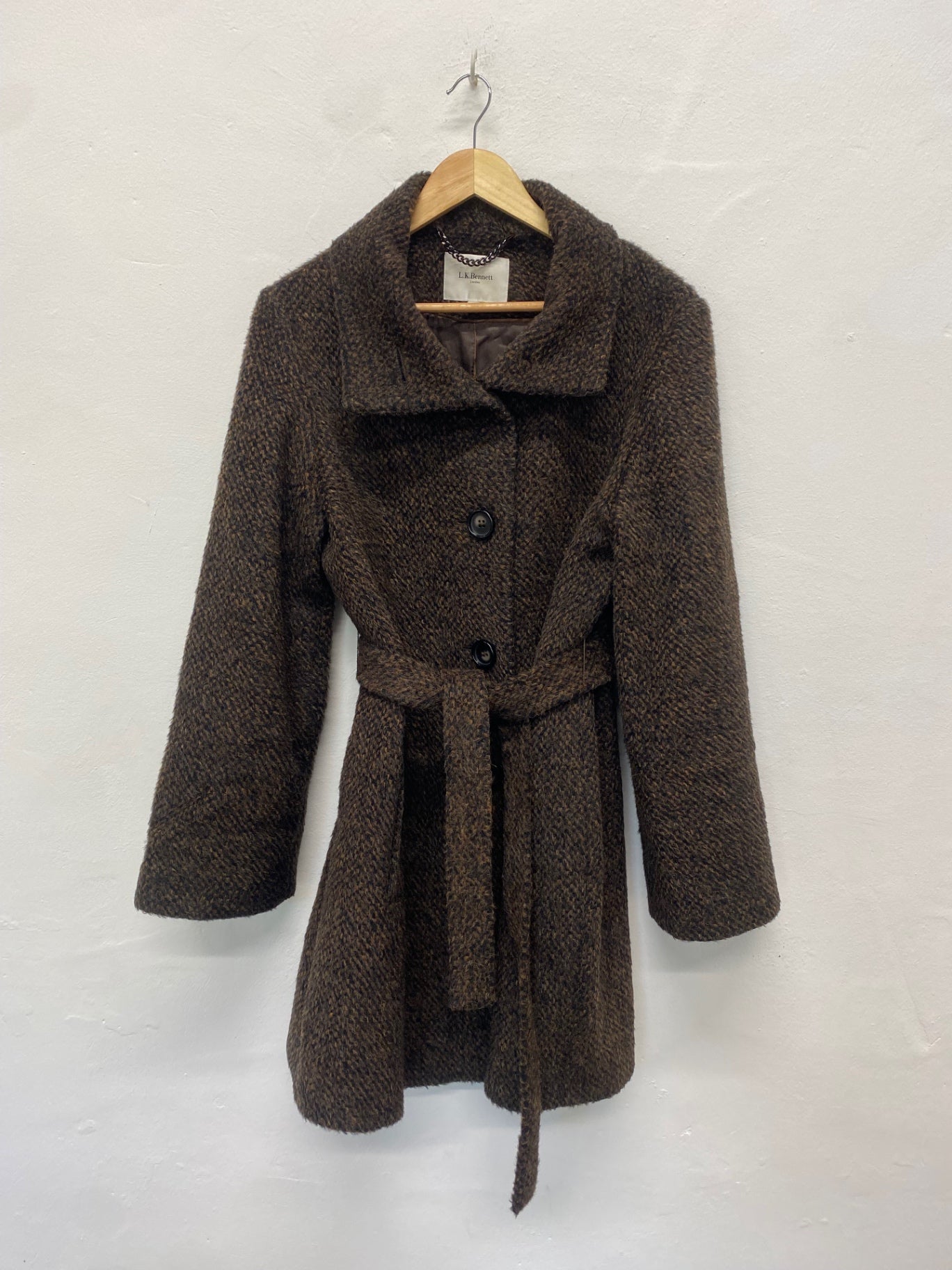 Fabulous L.K. Bennett alpaca mohair cosy Coat UK16 Brown Animal AH451