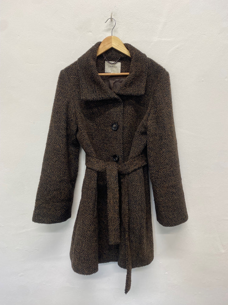 Fabulous L.K. Bennett alpaca mohair cosy Coat UK16 Brown Animal AH451