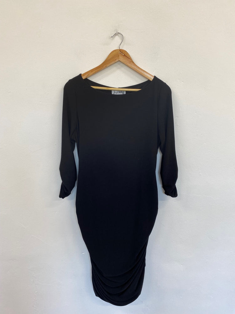Fabulous Joseph Ribkoff Black Ruched Detail Midi Dress UK16 KM001