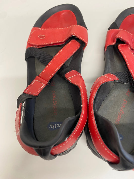 Fabulous Wolky leather walking Sandals UK6 Red & Black KM001