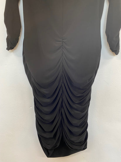 Fabulous Joseph Ribkoff Black Ruched Detail Midi Dress UK16 KM001