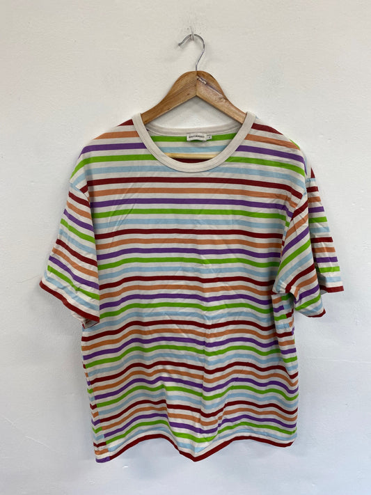 Fabulous Marimekko Colourful Stripe Relaxed Fit T-Shirt UK XL KM001