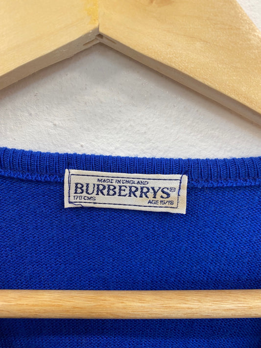 Fabulous Vintage Burberrys Blue Lambswool Jumper 15-16yrs KM001