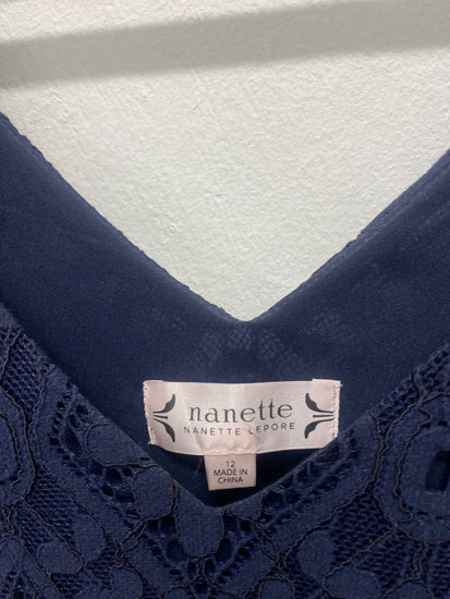Fabulous Nanette Lepore lace overlay Dress UK12 Navy Blue oversized MD002