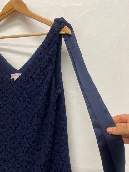 Fabulous Nanette Lepore lace overlay Dress UK12 Navy Blue oversized MD002