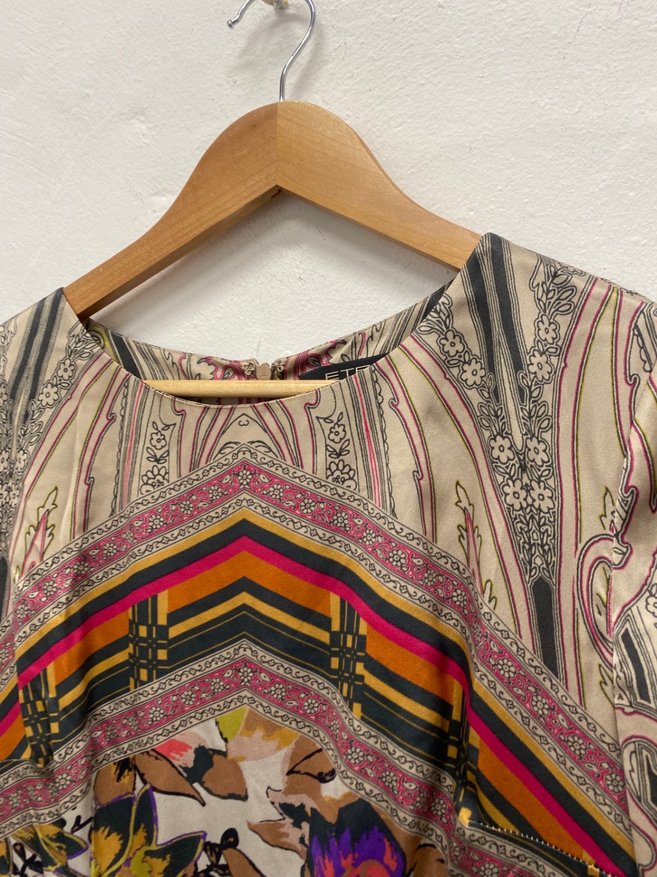 Fabulous Etro silk blend formal Dress UK16 Italian 48 Beige Champagne Party MD002