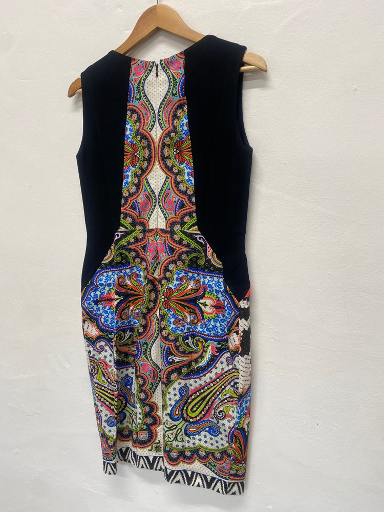 Fabulous ETRO paisley party occasion Dress Uk14 black fitted Italian 48 MD002