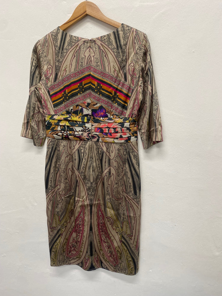 Fabulous Etro silk blend formal Dress UK16 Italian 48 Beige Champagne Party MD002