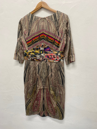 Fabulous Etro silk blend formal Dress UK16 Italian 48 Beige Champagne Party MD002