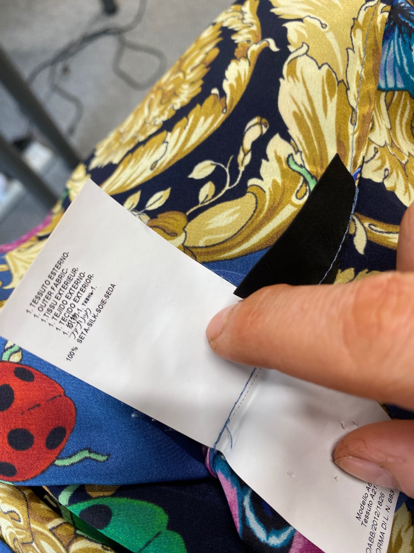 Fabulous Versace classic scarf effect pure silk Blouse UK14-16 Blue & Gold butterfly’s  Rare MD002