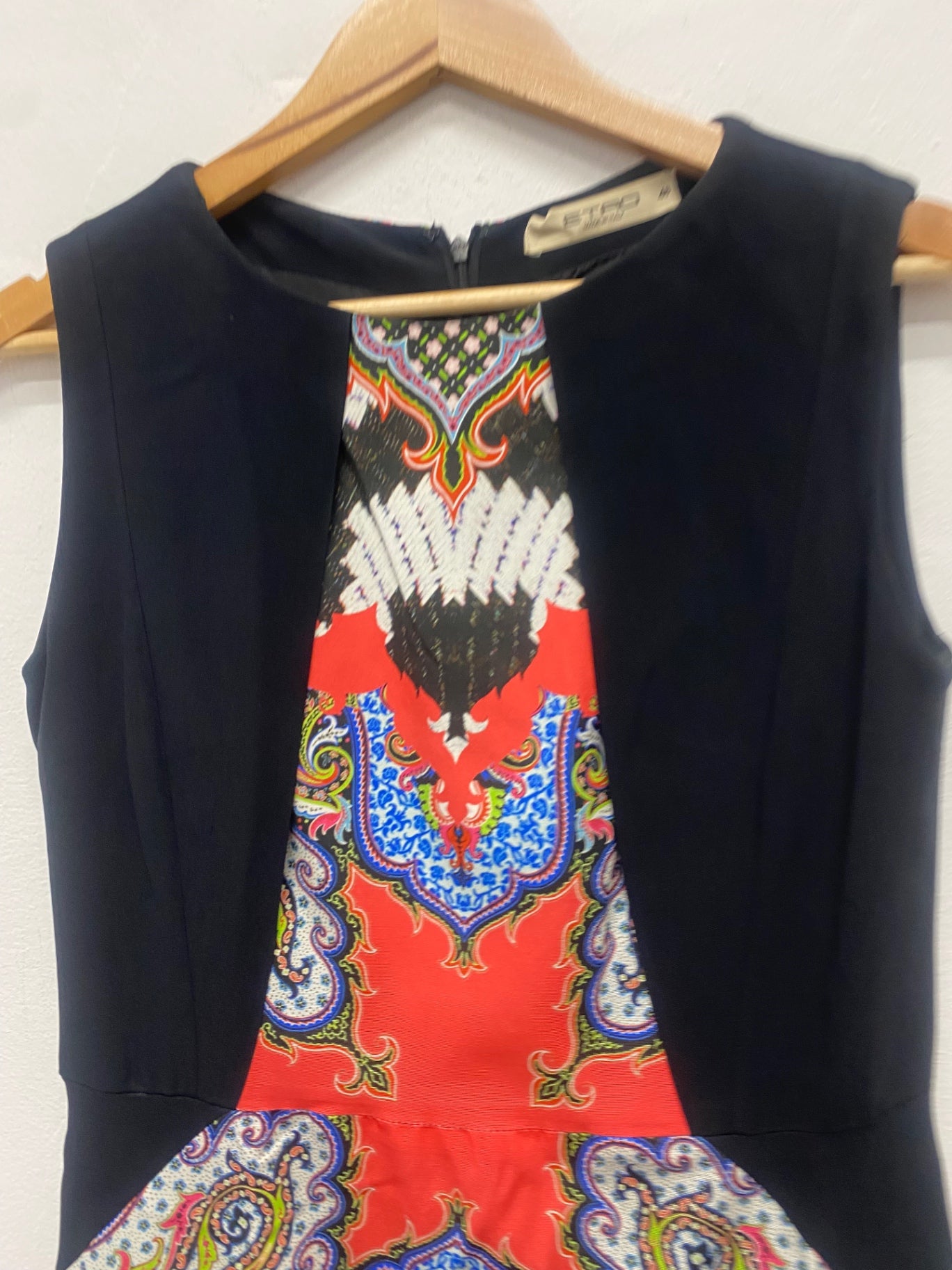 Fabulous ETRO paisley party occasion Dress Uk14 black fitted Italian 48 MD002