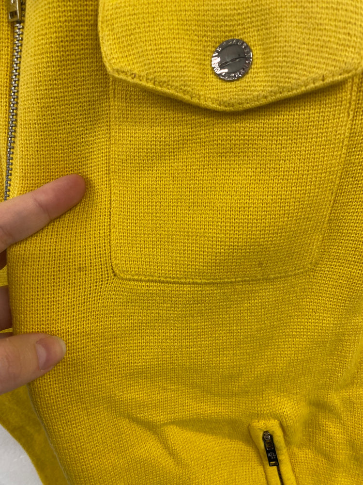 Fabulous Lauren Ralph Lauren Yellow Retro Vibes Knit Moto Sweater UK M MD002