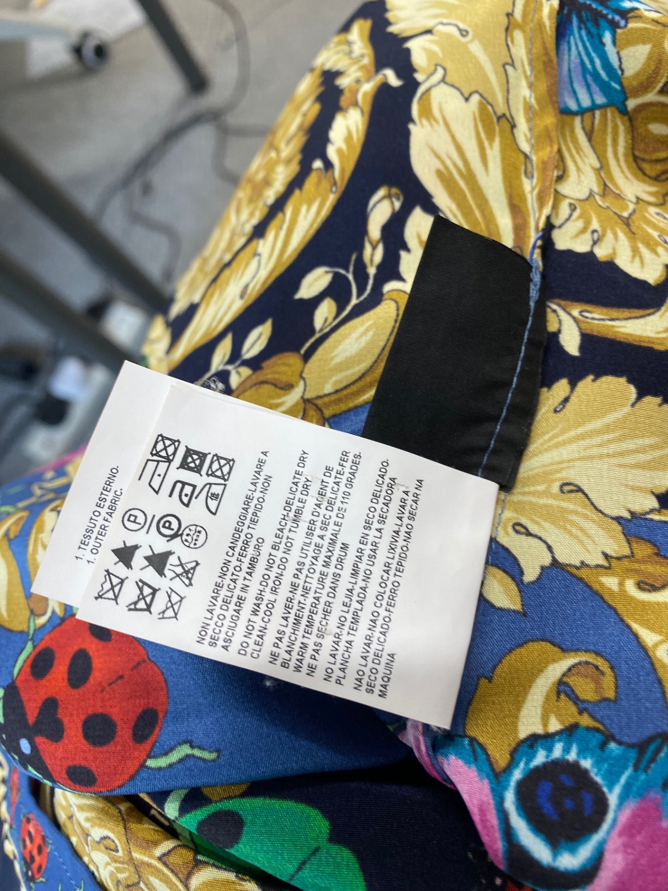 Fabulous Versace classic scarf effect pure silk Blouse UK14-16 Blue & Gold butterfly’s  Rare MD002