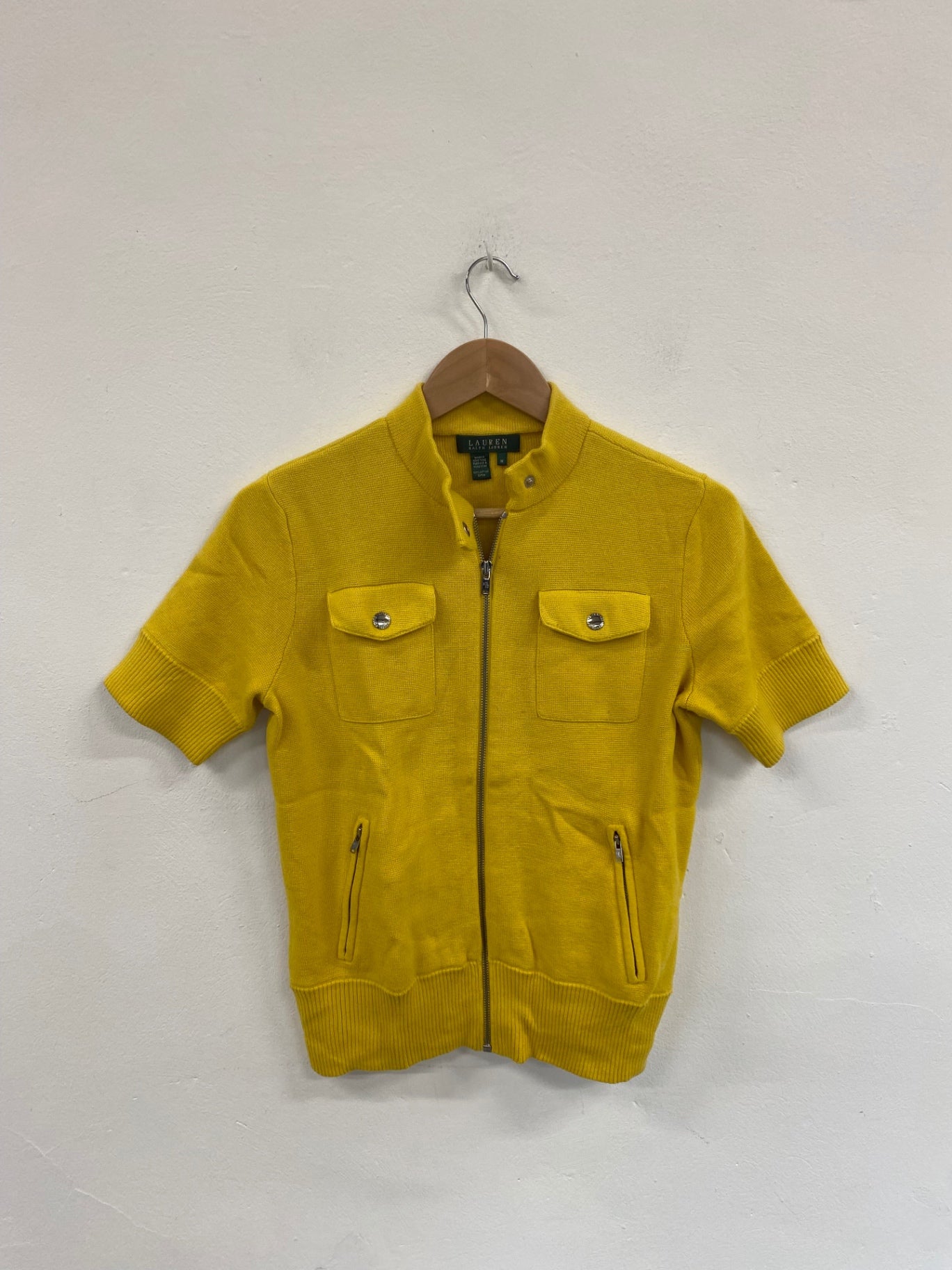 Fabulous Lauren Ralph Lauren Yellow Retro Vibes Knit Moto Sweater UK M MD002