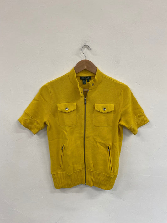 Fabulous Lauren Ralph Lauren Yellow Retro Vibes Knit Moto Sweater UK M MD002