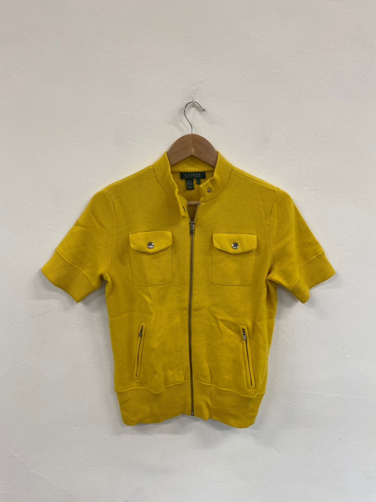 Fabulous Lauren Ralph Lauren Yellow Retro Vibes Knit Moto Sweater UK M MD002