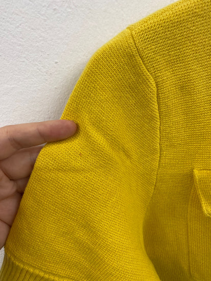 Fabulous Lauren Ralph Lauren Yellow Retro Vibes Knit Moto Sweater UK M MD002