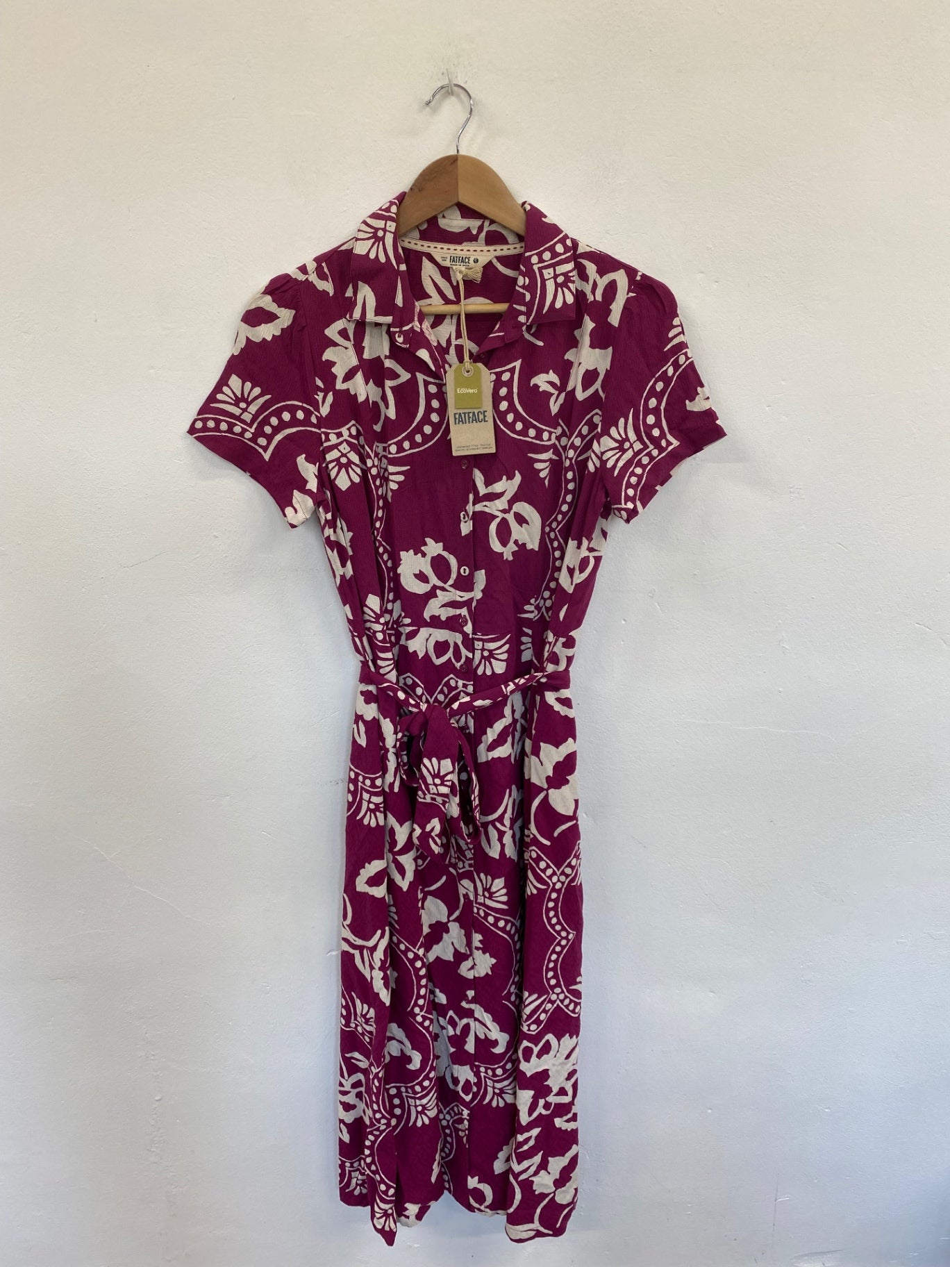 Fabulous FATFACE Plum Aster Wallpaper Floral Midi Dress UK10 LG276