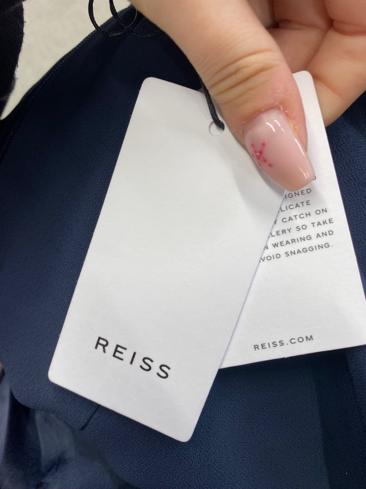 Fabulous Reiss Top UK 10 Navy cap sleeve low back LG276