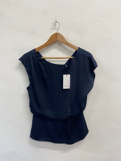 Fabulous Reiss Top UK 10 Navy cap sleeve low back LG276
