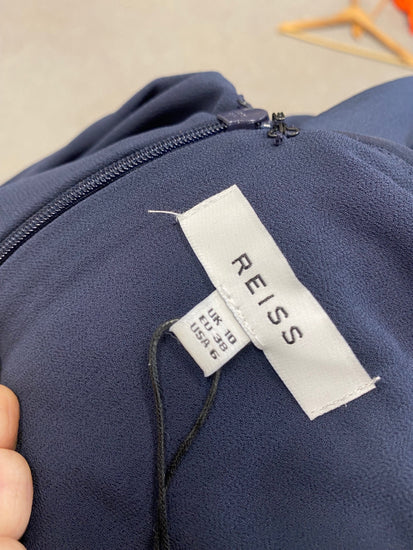 Fabulous Reiss Top UK 10 Navy cap sleeve low back LG276
