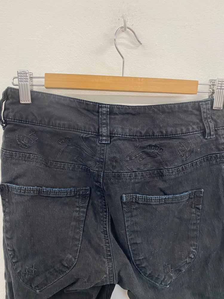 Fabulous Diesel Black Embroidered Y2K Vibes Skinny Jeans UK12 RD455