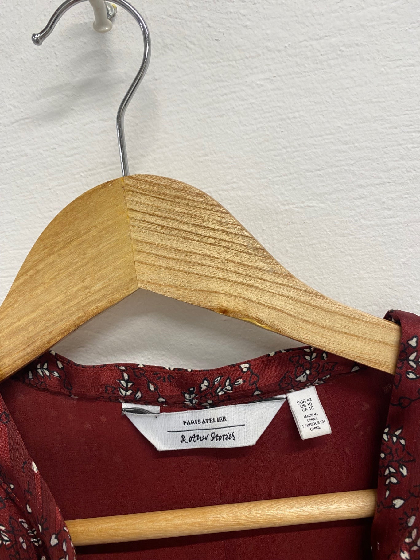 Fabulous & Other Stories prairie Dress UK 14 autumn burgundy floral RD455