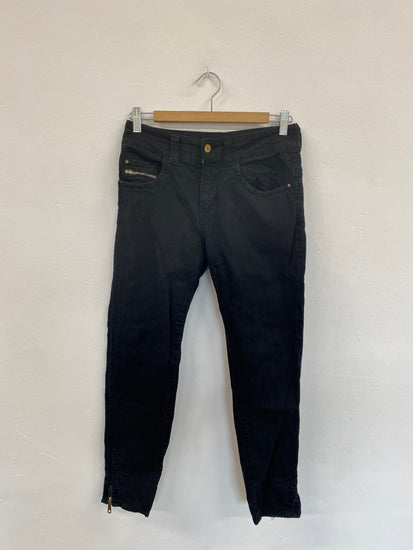 Fabulous Diesel Black Embroidered Y2K Vibes Skinny Jeans UK12 RD455