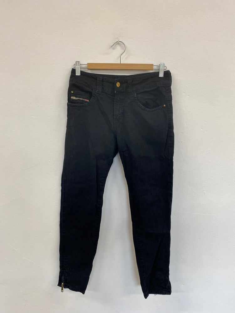 Fabulous Diesel Black Embroidered Y2K Vibes Skinny Jeans UK12 RD455