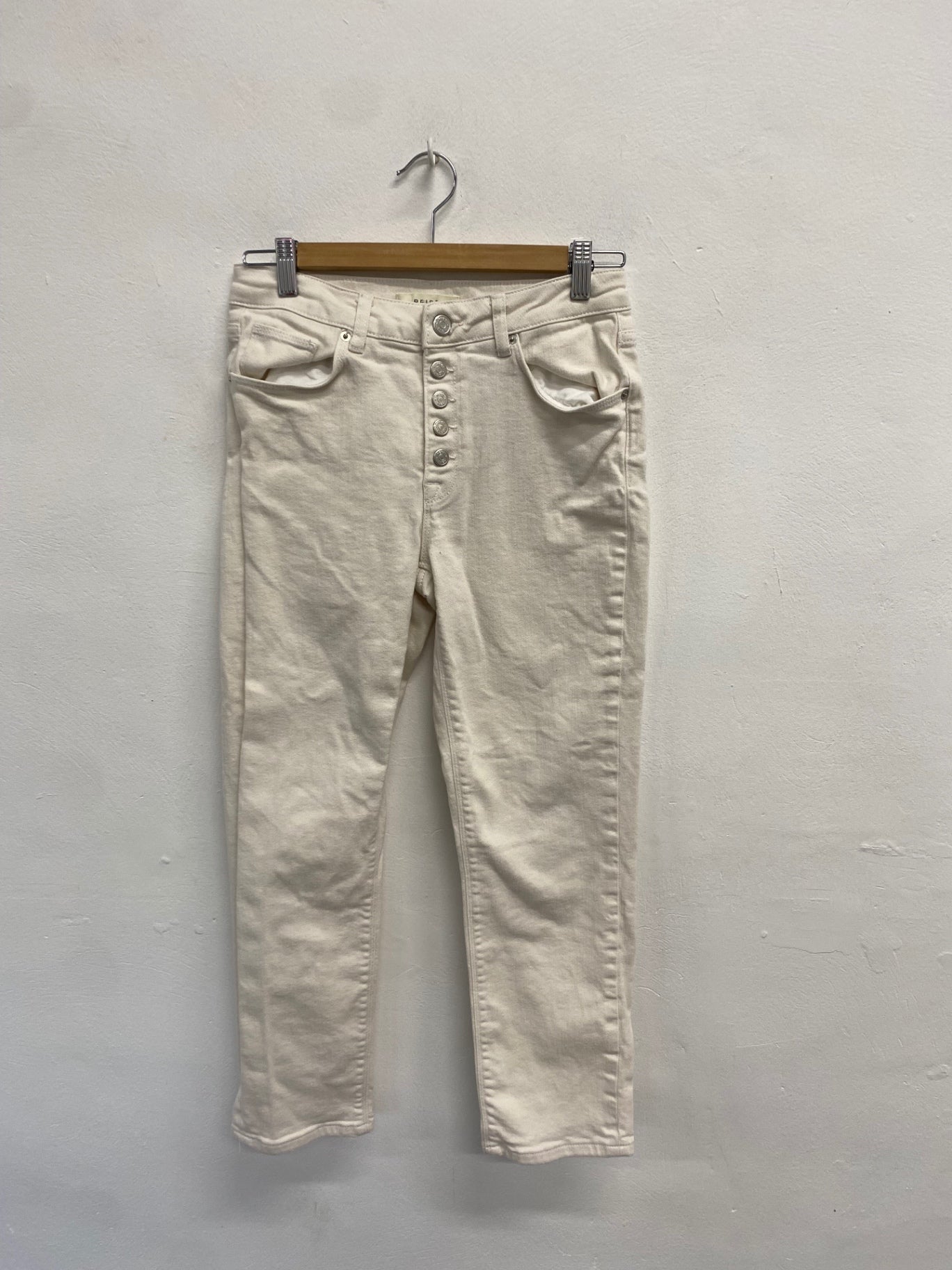 Fabulous Reiss Bailey high waist Trousers W28" Cream CM061