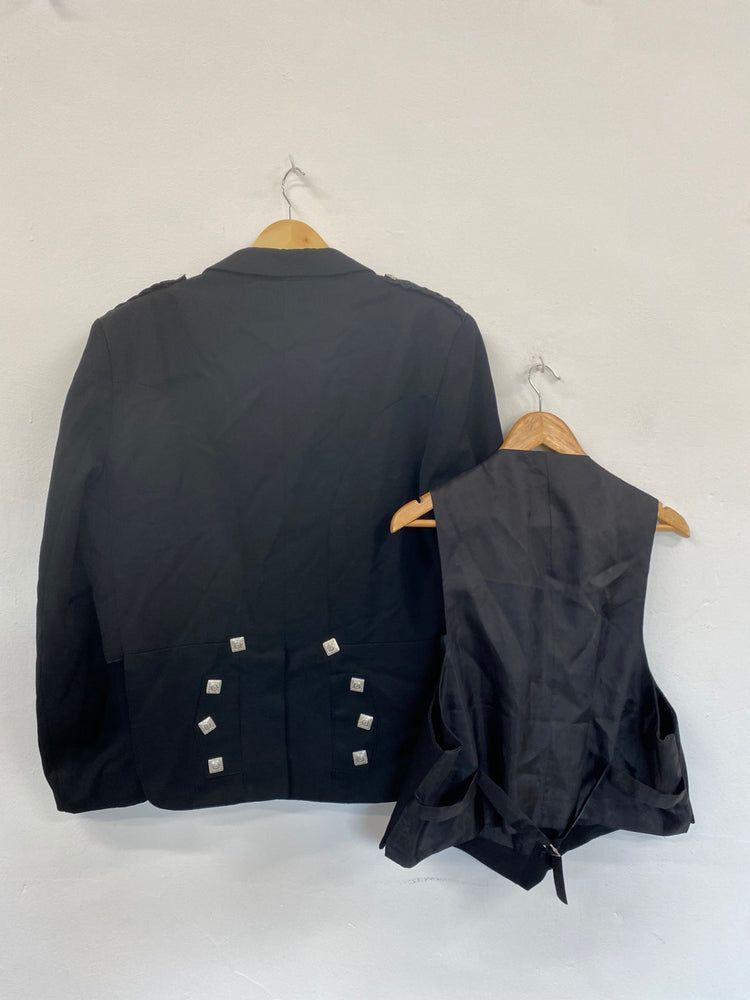Classic Traditional Prince Charlie Kilt Jacket & Waistcoat Ex Hire UK44L #116 MD001