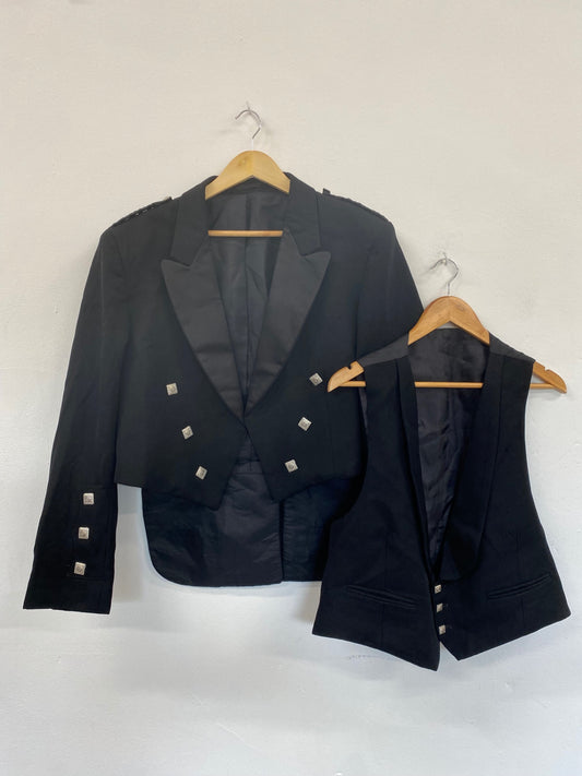 Classic Traditional Prince Charlie Kilt Jacket & Waistcoat Ex Hire UK44L #116 MD001